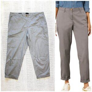 Talbots Relaxed Chino Women Grey ankle trouser Size 14 Cotton Career Office Pant